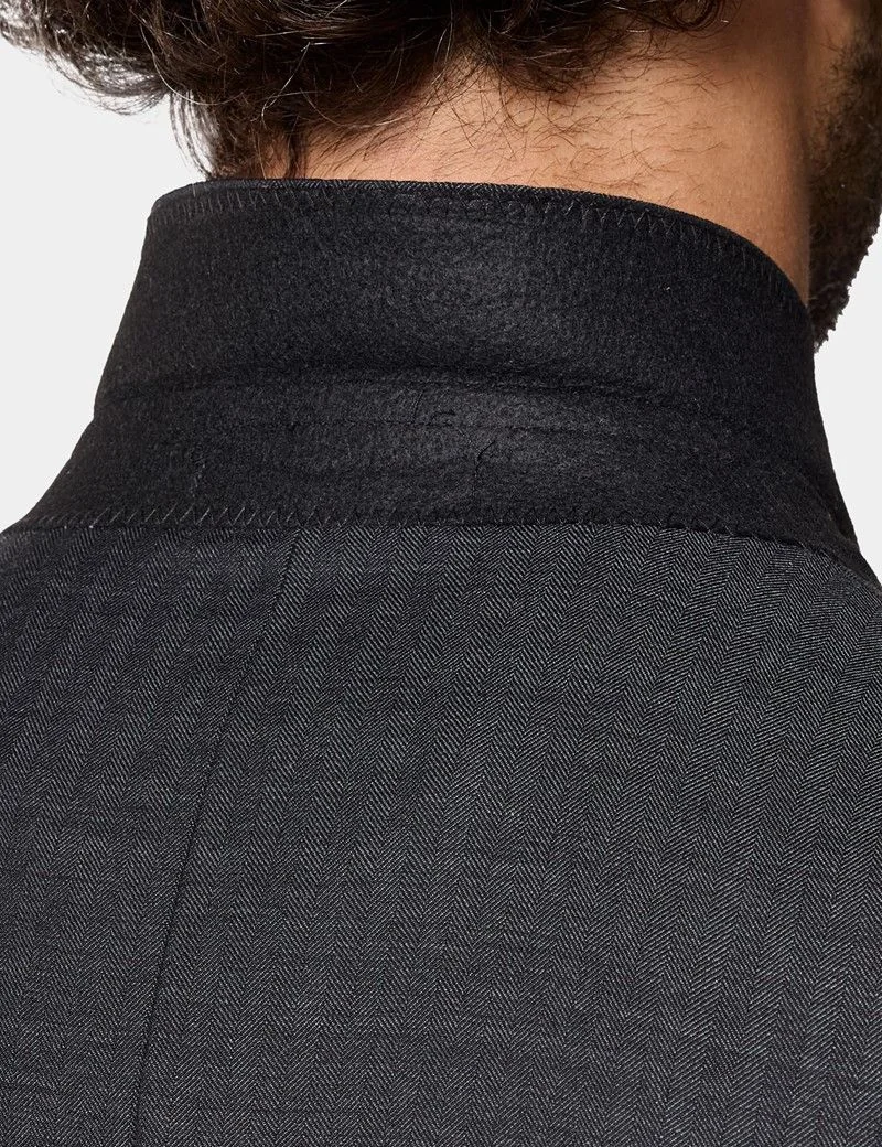 Slim Fit Charcoal Herringbone Suit Jacket thumbnail 7