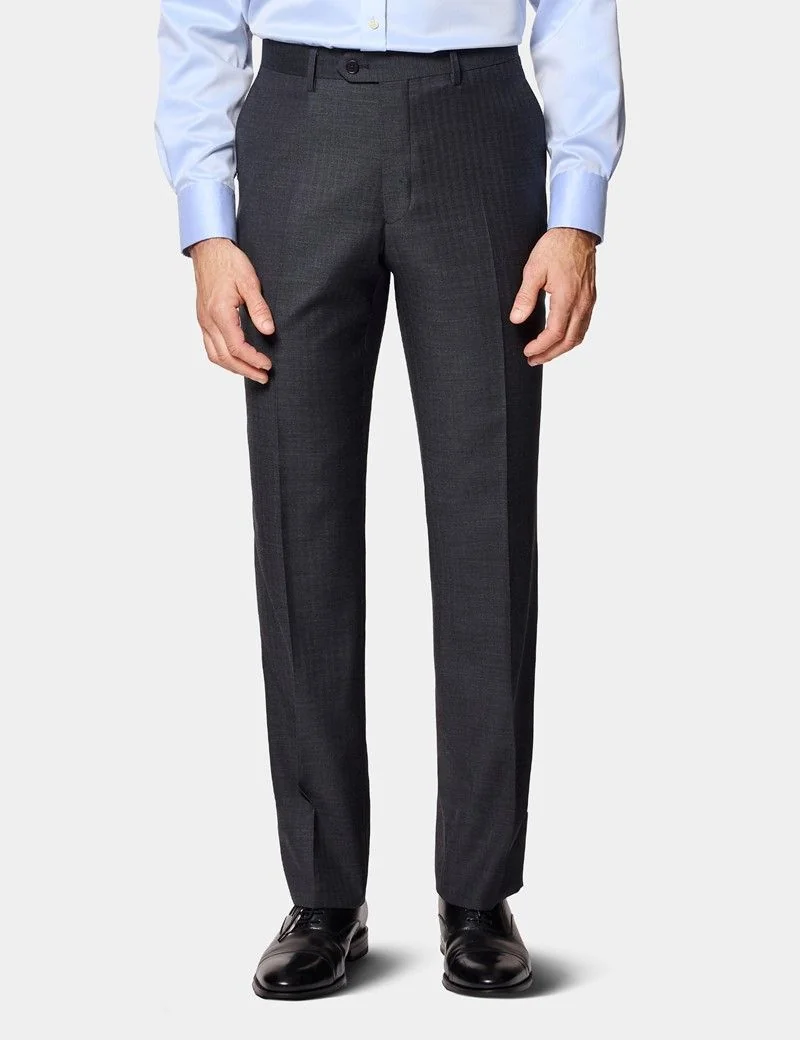 Slim Fit Charcoal Herringbone Suit Jacket thumbnail 9