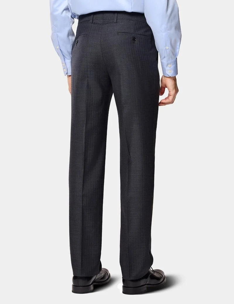 Slim Fit Charcoal Herringbone Suit Jacket thumbnail 10