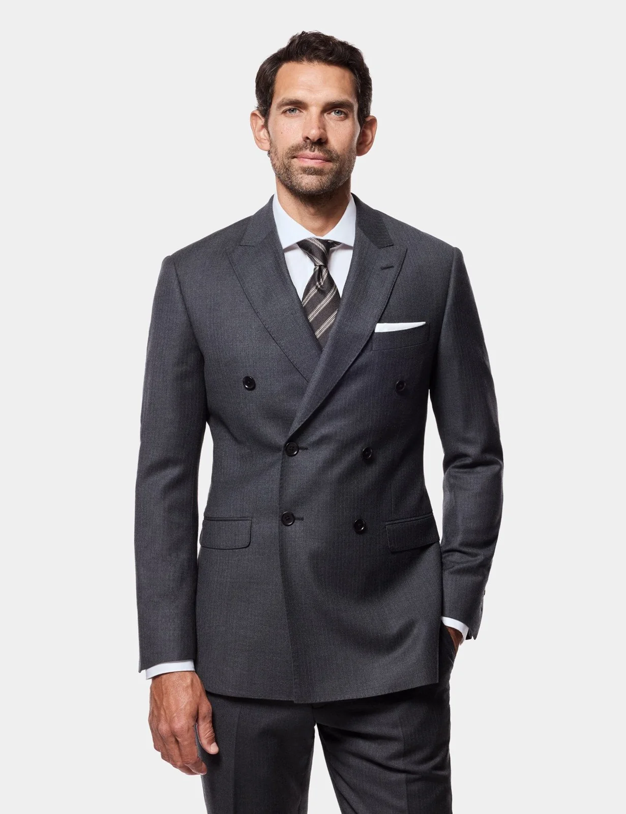 Slim Fit Charcoal Shadow Stripe Suit Jacket primary image