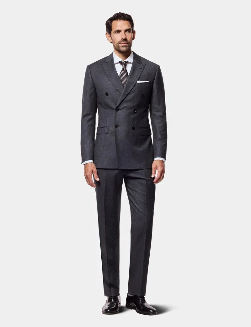 Slim Fit Charcoal Shadow Stripe Suit Trousers thumbnail 5