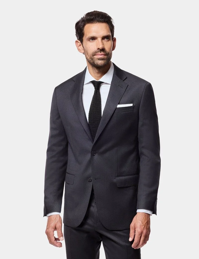 Slim Fit Charcoal Twill 1913 Suit Jacket thumbnail 3
