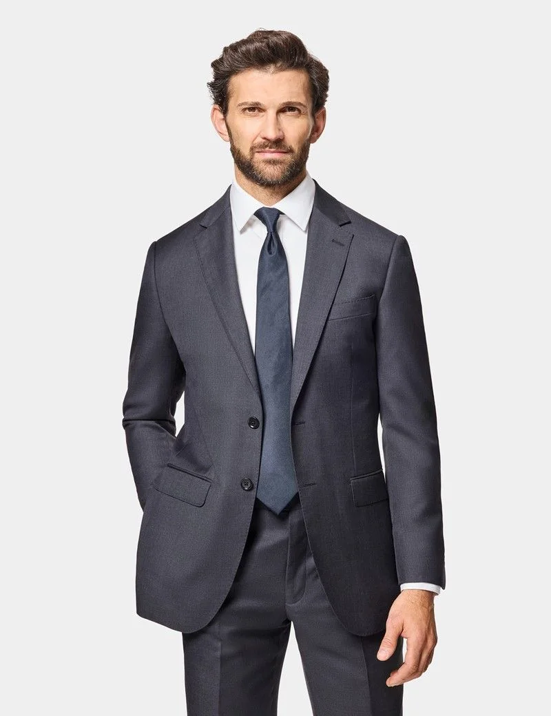 Slim Fit Charcoal Twill Suit Jacket thumbnail 2
