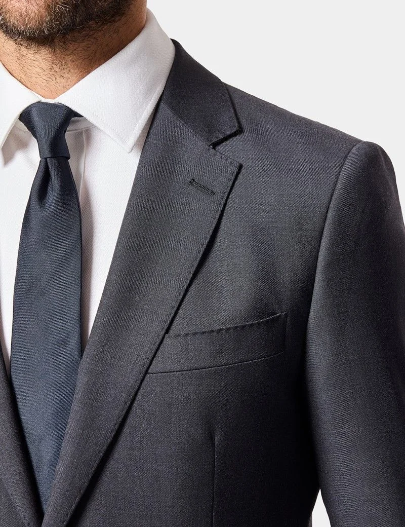 Slim Fit Charcoal Twill Suit Jacket thumbnail 3