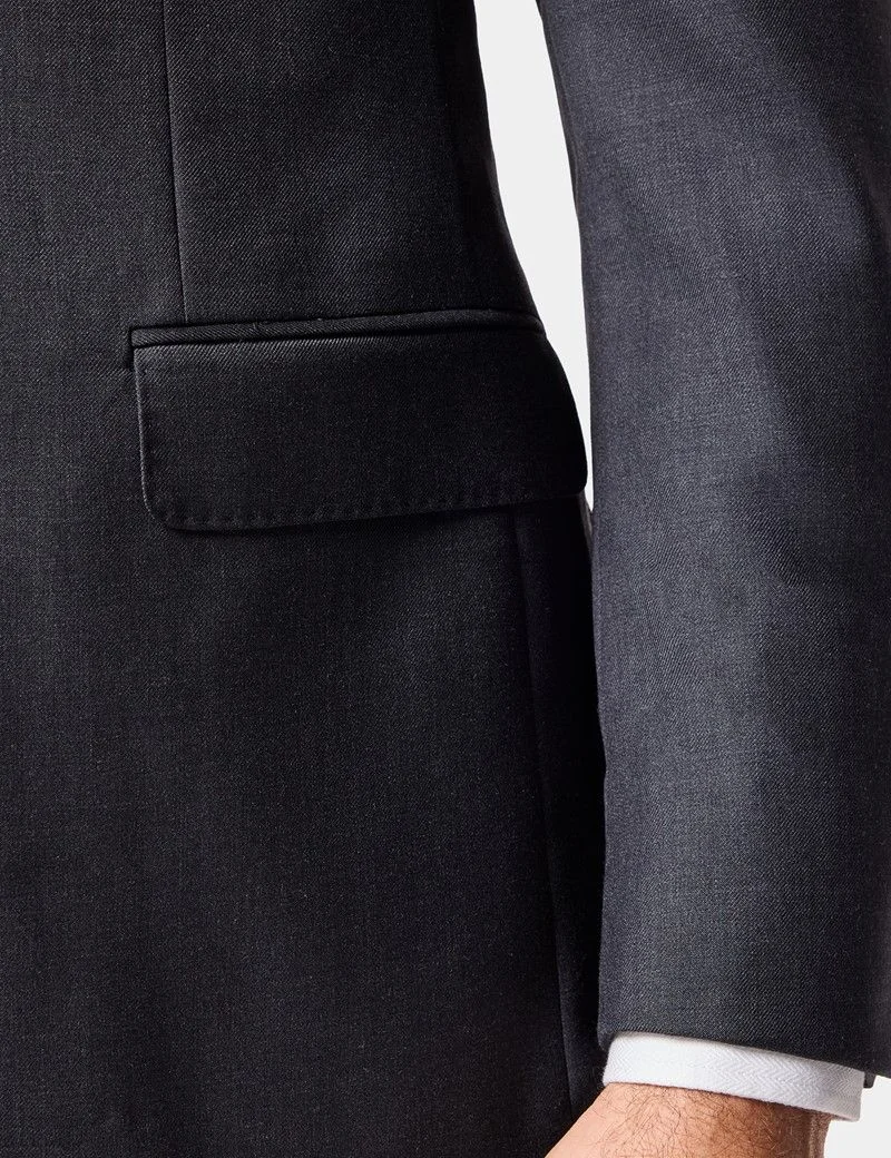 Slim Fit Charcoal Twill Suit Jacket thumbnail 4