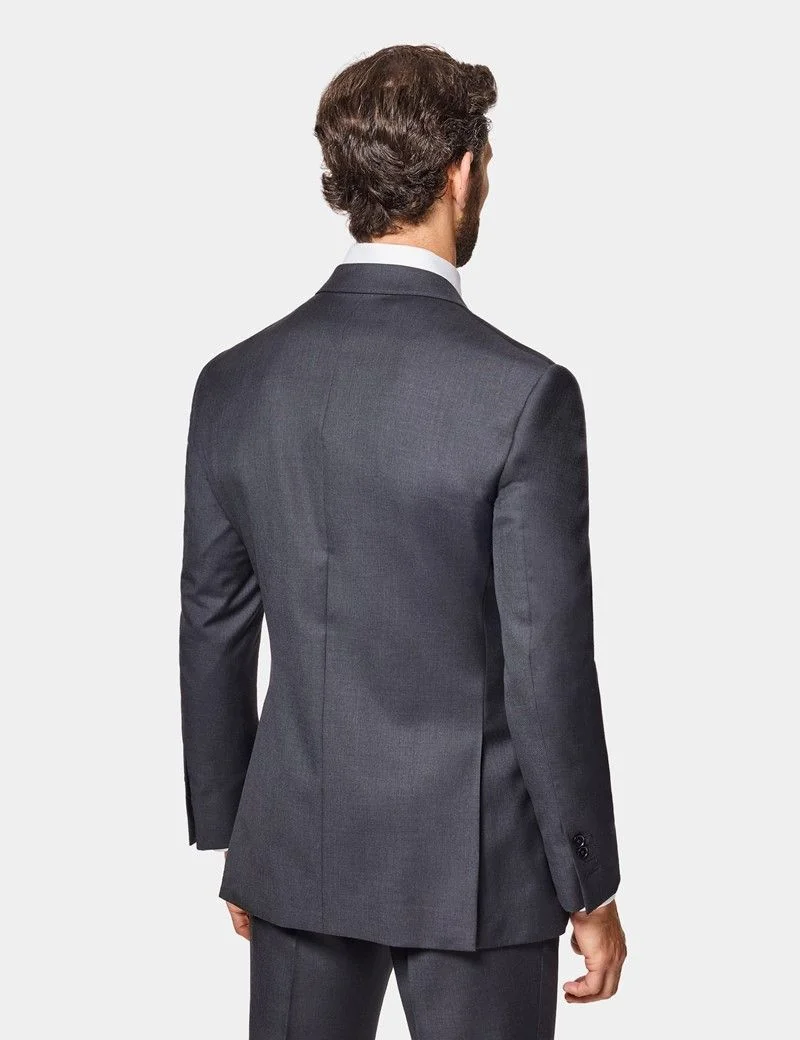 Slim Fit Charcoal Twill Suit Jacket thumbnail 6