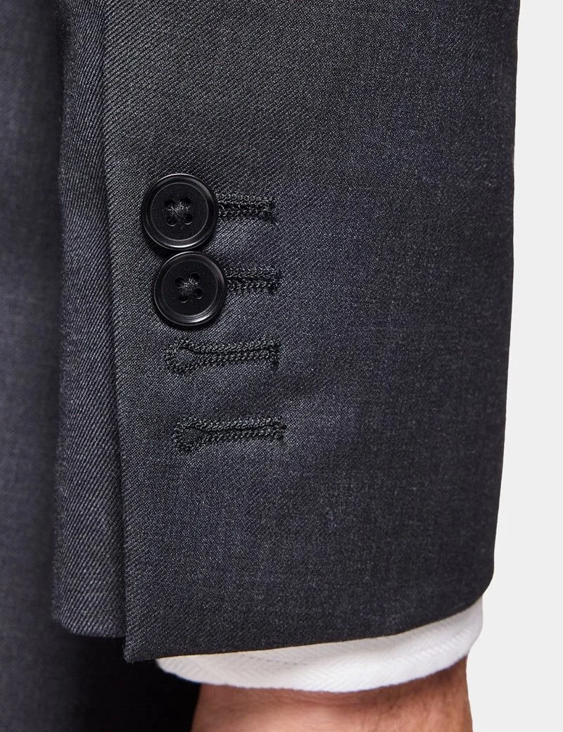 Slim Fit Charcoal Twill Suit Jacket thumbnail 8