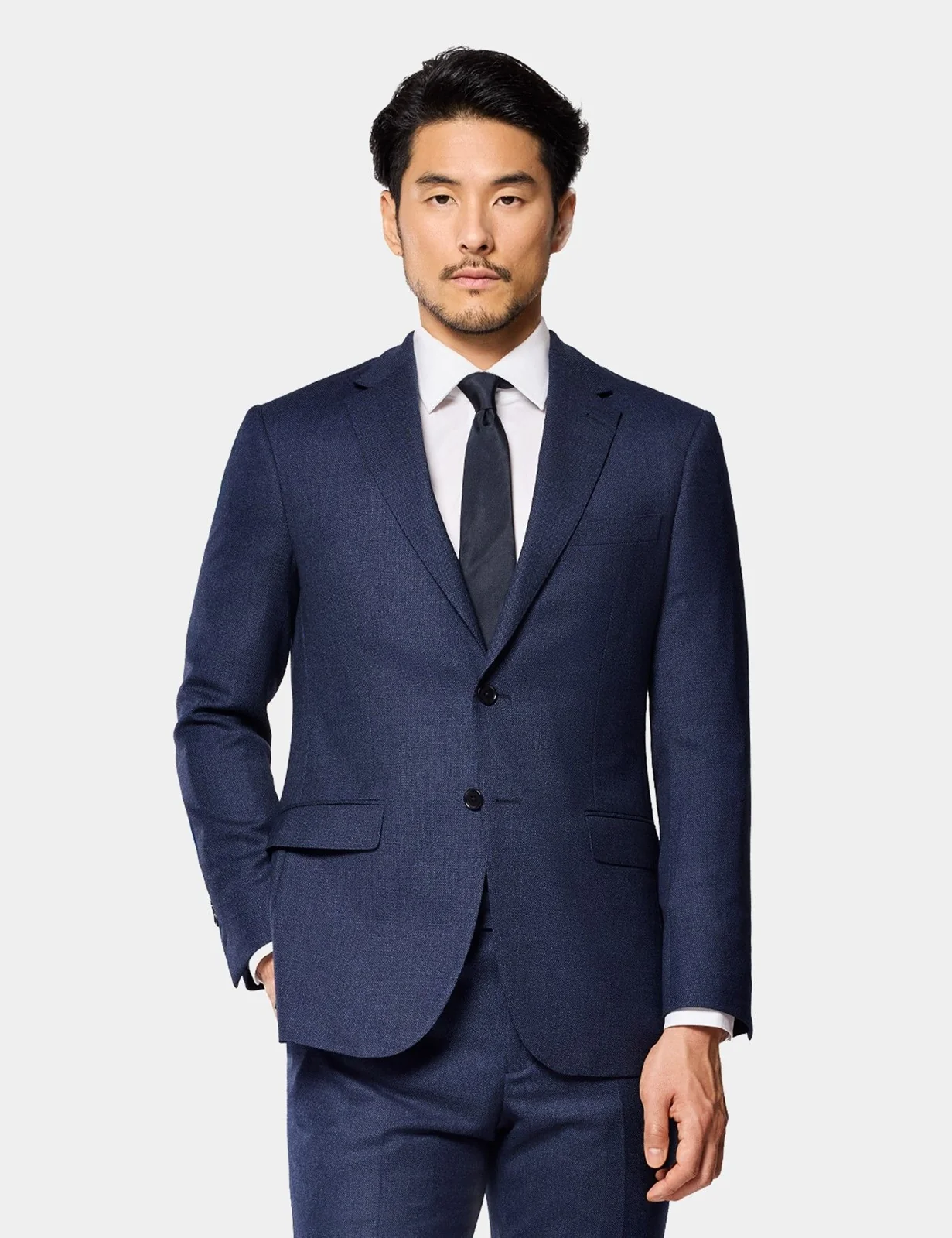 Slim Fit Dark Blue Birdseye Suit Jacket