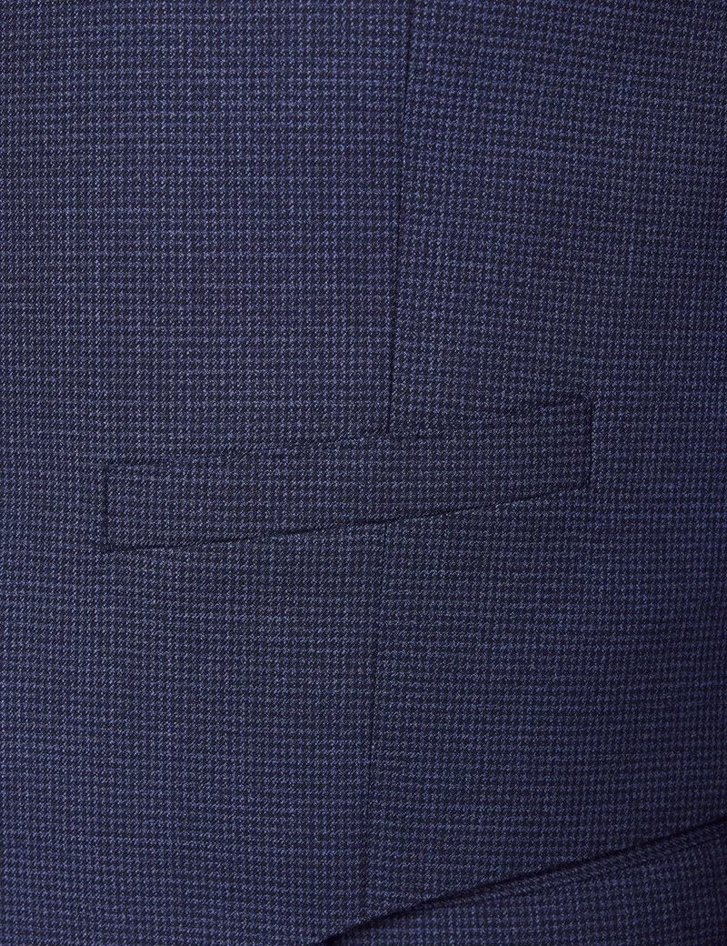 Slim Fit Dark Blue Dogtooth Waistcoat thumbnail 5