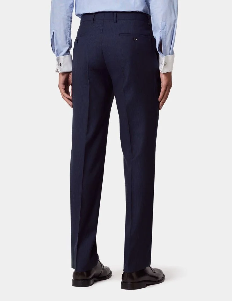 Slim Fit Dark Blue Pinstripe Suit Trousers thumbnail 4