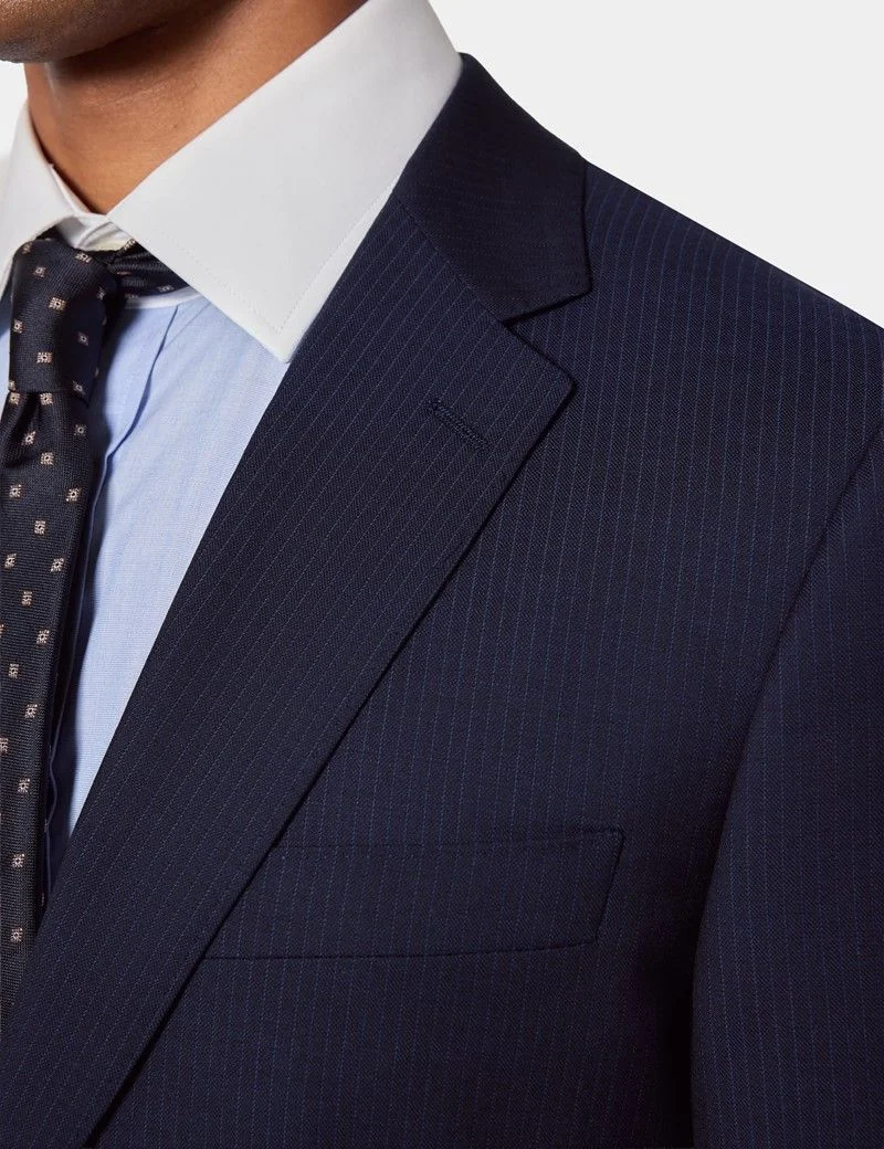 Slim Fit Dark Blue Pinstripe Suit thumbnail 4