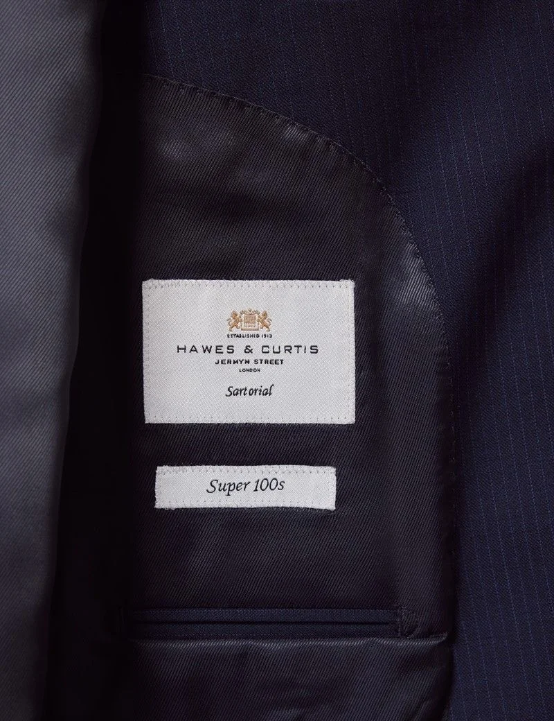 Slim Fit Dark Blue Pinstripe Suit thumbnail 6
