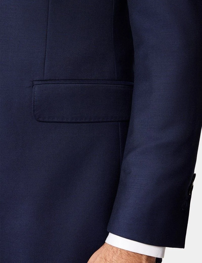 Slim Fit Dark Blue Twill Suit Jacket thumbnail 4