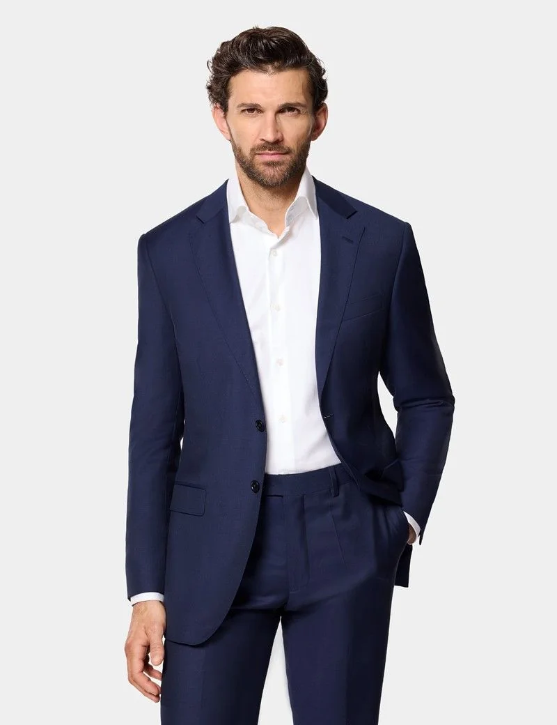 Slim Fit Dark Blue Twill Suit Jacket thumbnail 5