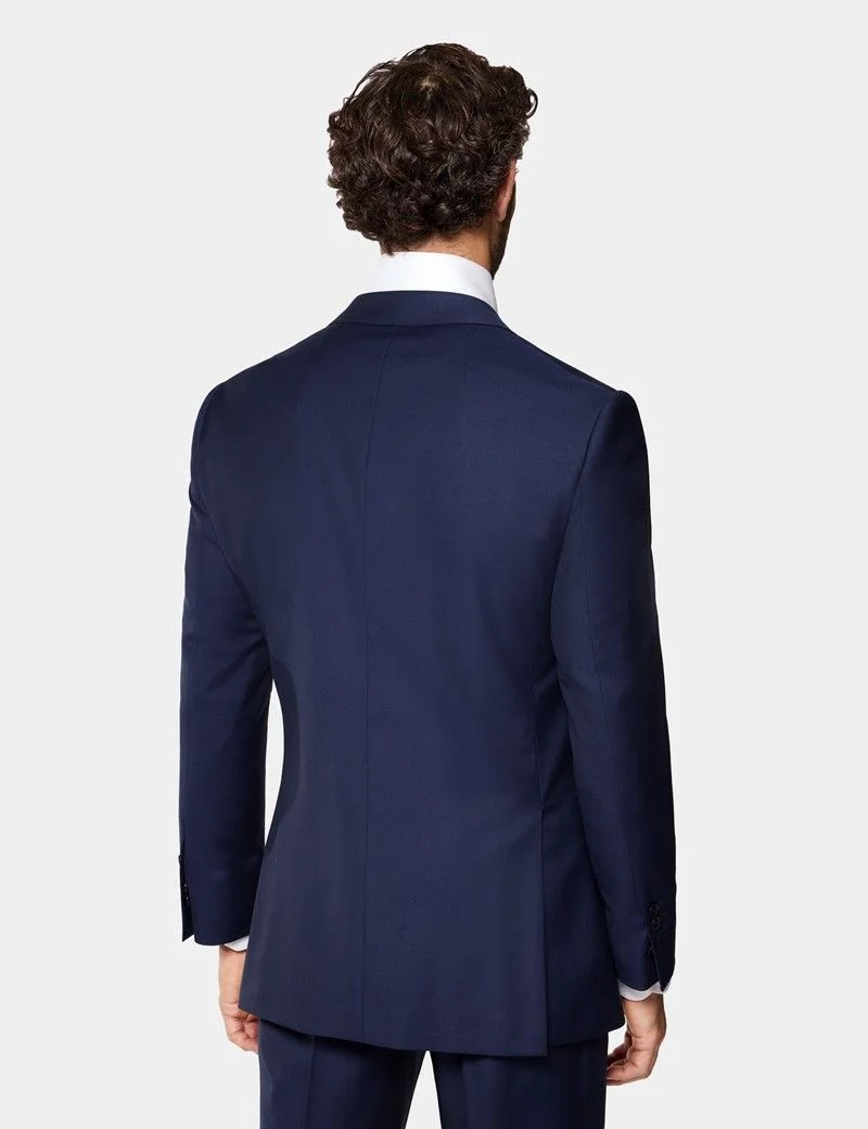 Slim Fit Dark Blue Twill Suit Jacket thumbnail 6