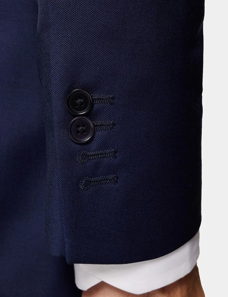 Slim Fit Dark Blue Twill Suit Jacket thumbnail 8