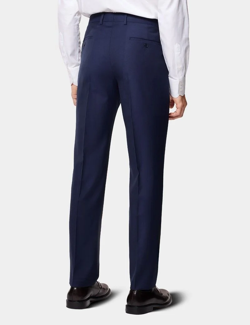 Slim Fit Dark Blue Twill Suit Trousers thumbnail 4