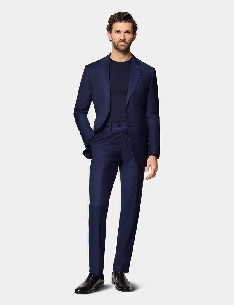 Slim Fit Dark Blue Twill Suit thumbnail 6