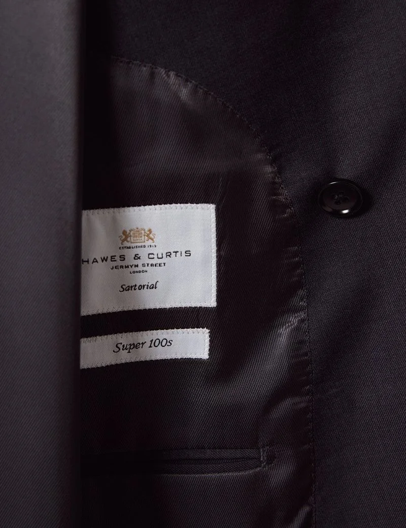 Slim Fit Dark Charcoal Twill Suit Jacket thumbnail 2
