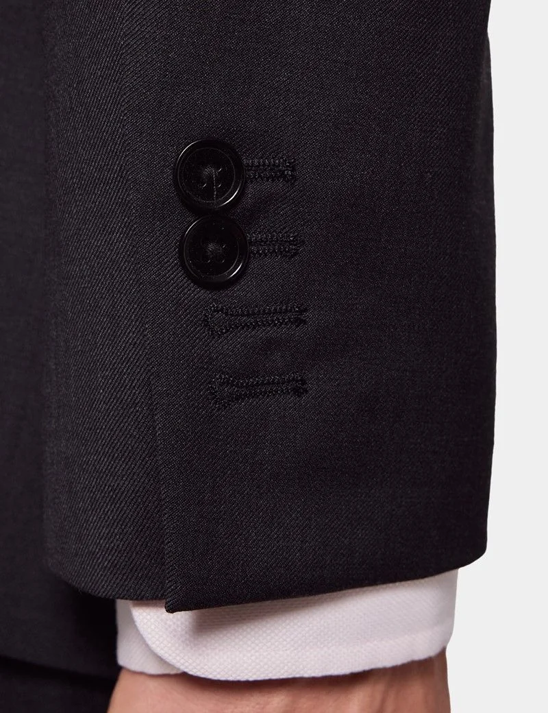 Slim Fit Dark Charcoal Twill Suit Jacket thumbnail 4