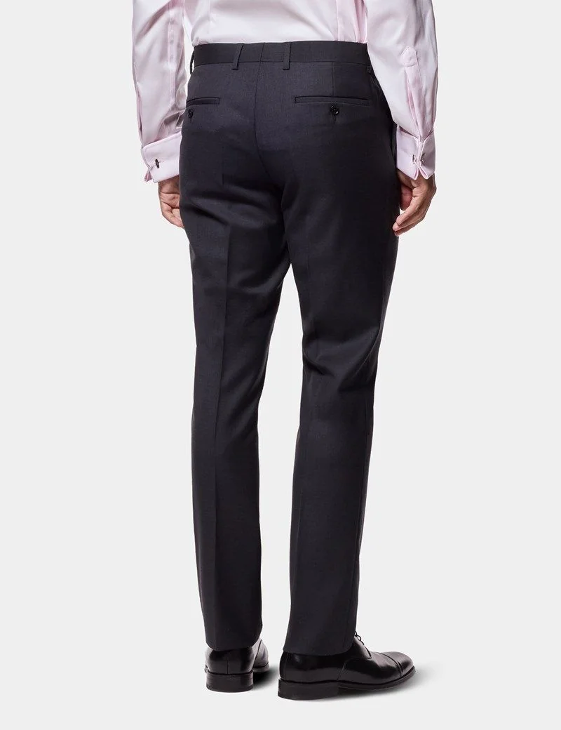 Slim Fit Dark Charcoal Twill Suit Trousers thumbnail 4