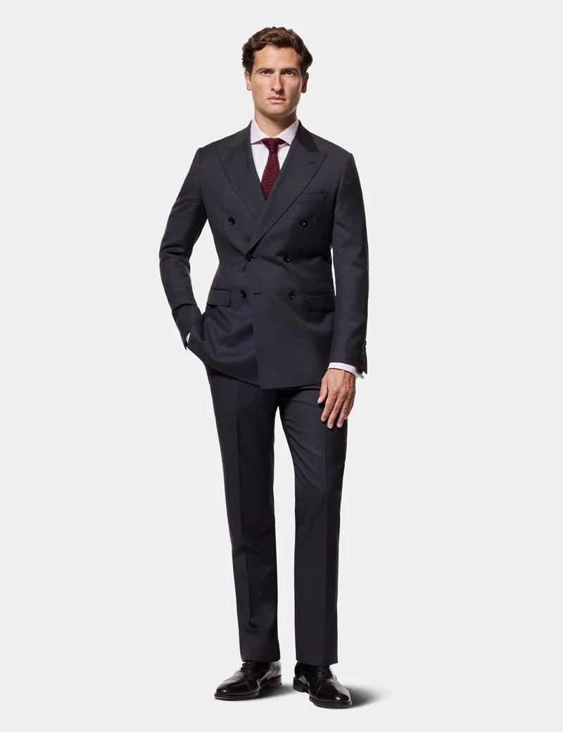 Slim Fit Dark Charcoal Twill Suit Trousers thumbnail 5