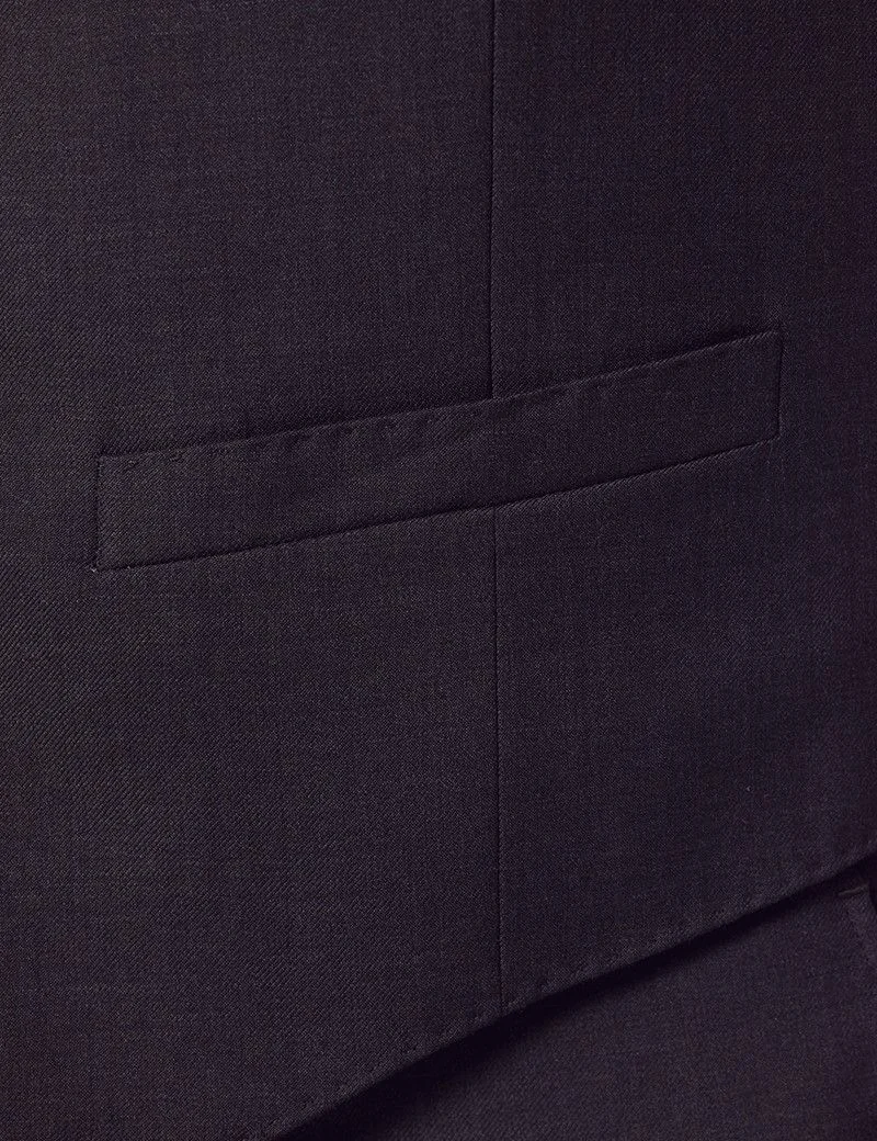 Slim Fit Dark Charcoal Twill Waistcoat thumbnail 4