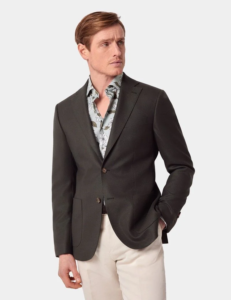 Slim Fit Dark Green Semi Plain 1913 Blazer thumbnail 7