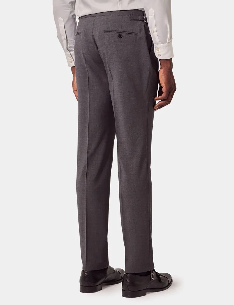 Slim Fit Dark Grey Suit Trousers With Side Adjusters thumbnail 4