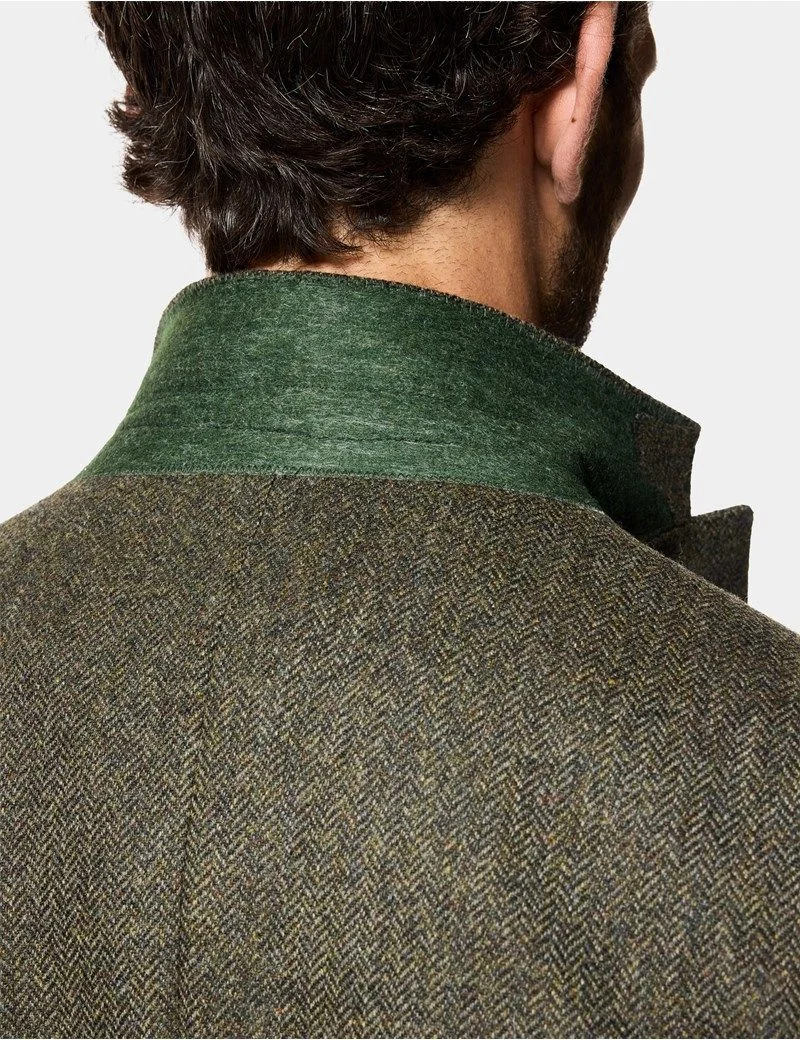 Slim Fit Green Herringbone 1913 Suit Jacket thumbnail 4