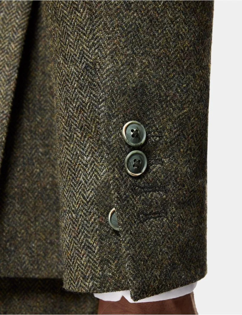 Slim Fit Green Herringbone 1913 Suit Jacket thumbnail 5