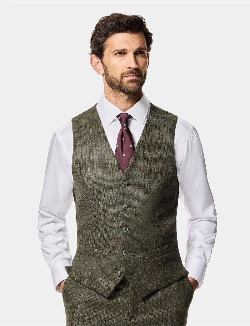 Slim Fit Green Herringbone 1913 Suit thumbnail 2