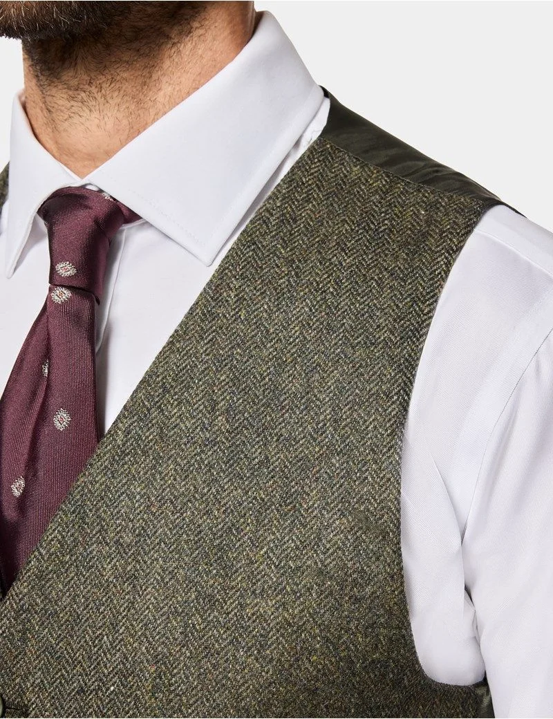 Slim Fit Green Herringbone 1913 Suit thumbnail 3