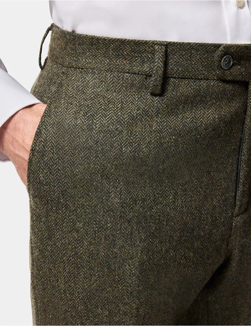 Slim Fit Green Herringbone 1913 Suit thumbnail 6