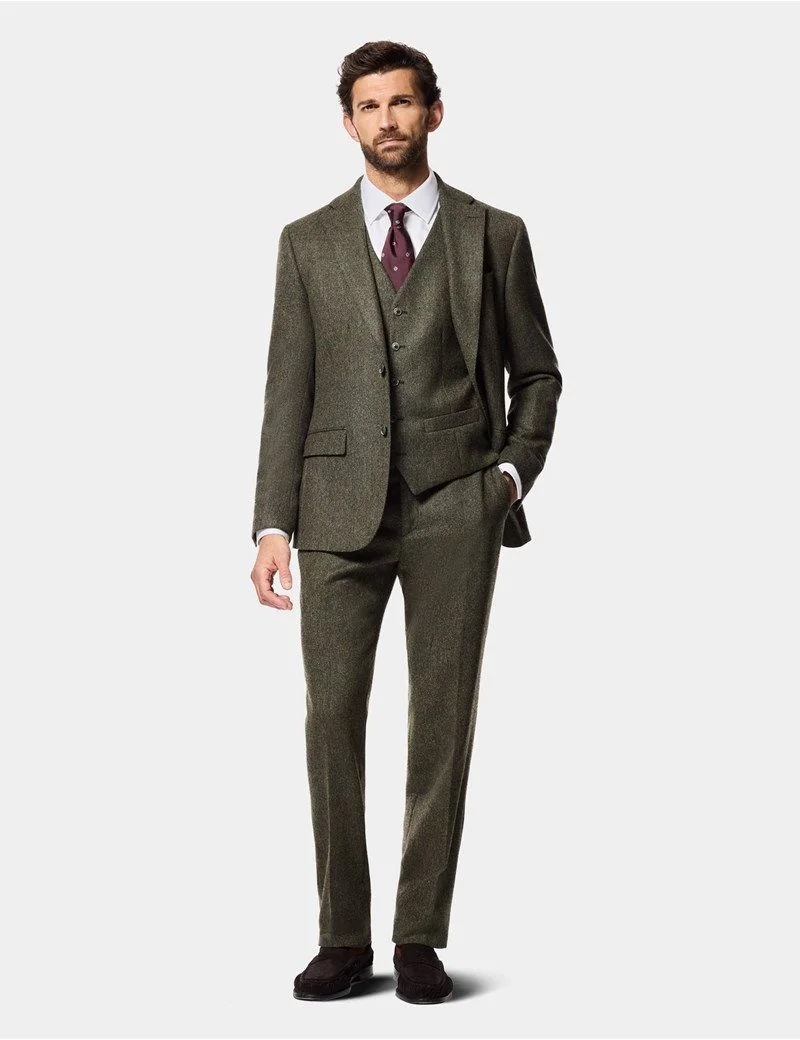 Slim Fit Green Herringbone 1913 Suit thumbnail 9