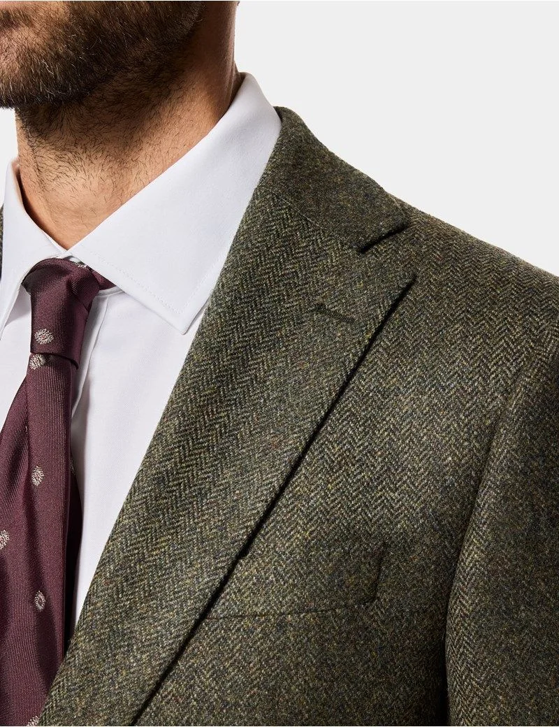 Slim Fit Green Herringbone 1913 Suit thumbnail 10