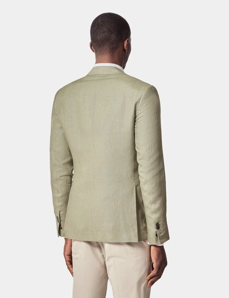 Slim Fit Green Linen Suit Jacket thumbnail 2