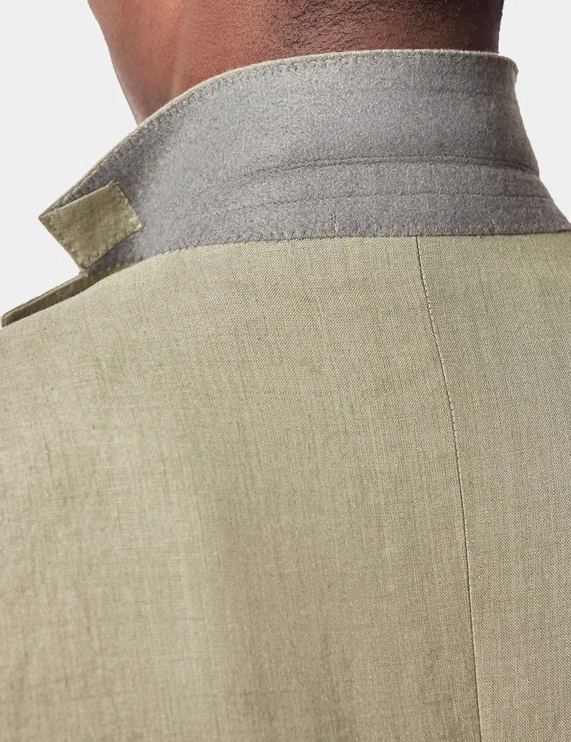 Slim Fit Green Linen Suit Jacket thumbnail 3