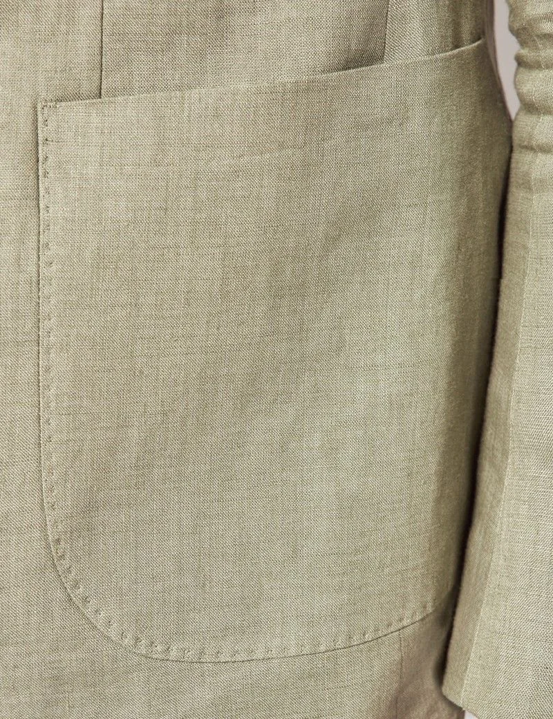 Slim Fit Green Linen Suit Jacket thumbnail 9
