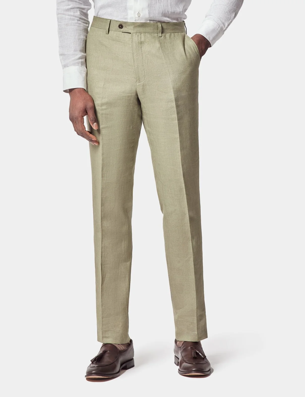 Slim Fit Green Linen Suit Trousers primary image