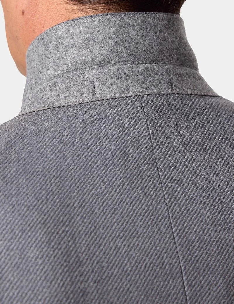 Slim Fit Grey Twill Blazer thumbnail 4