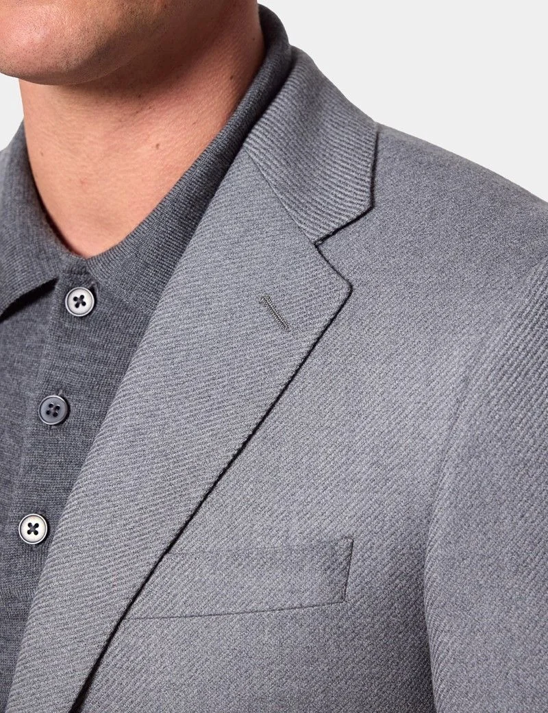 Slim Fit Grey Twill Blazer thumbnail 8