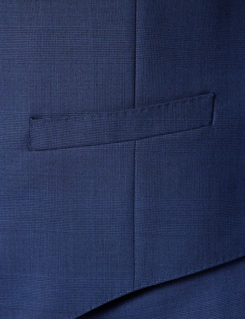 Slim Fit Indigo Prince of Wales Check Waistcoat thumbnail 4