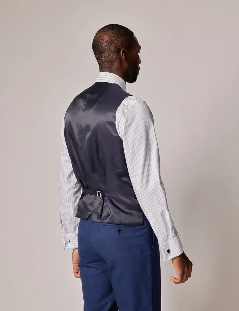 Slim Fit Indigo Prince of Wales Check Waistcoat thumbnail 5