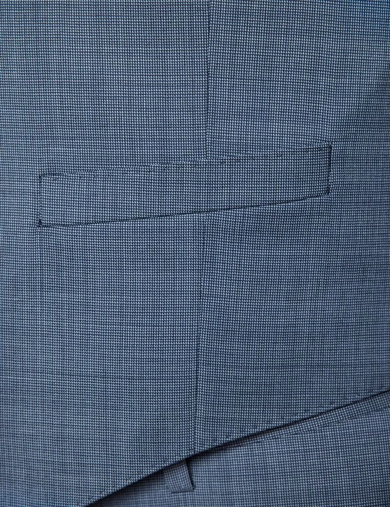 Slim Fit Light Blue Birdseye Waistcoat thumbnail 5