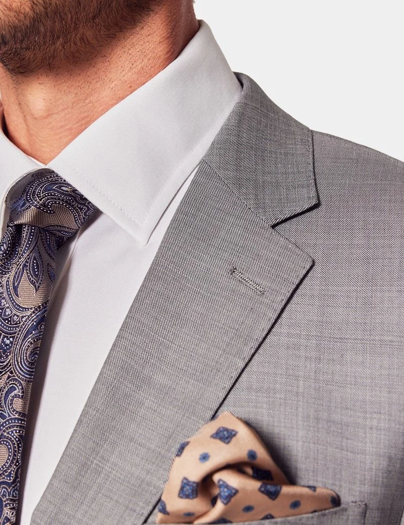 Slim Fit Light Grey Twill Suit Jacket thumbnail 3