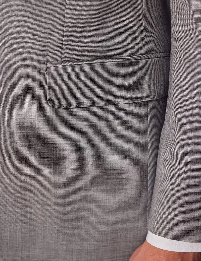 Slim Fit Light Grey Twill Suit Jacket thumbnail 4