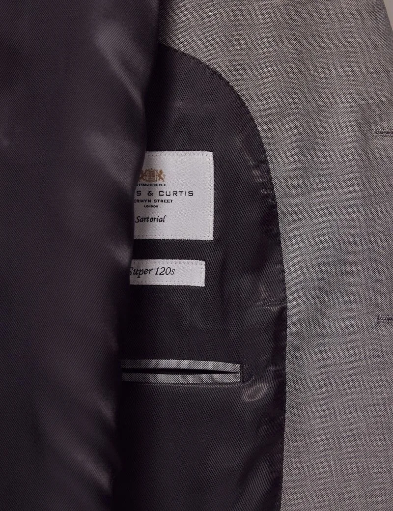 Slim Fit Light Grey Twill Suit Jacket thumbnail 5