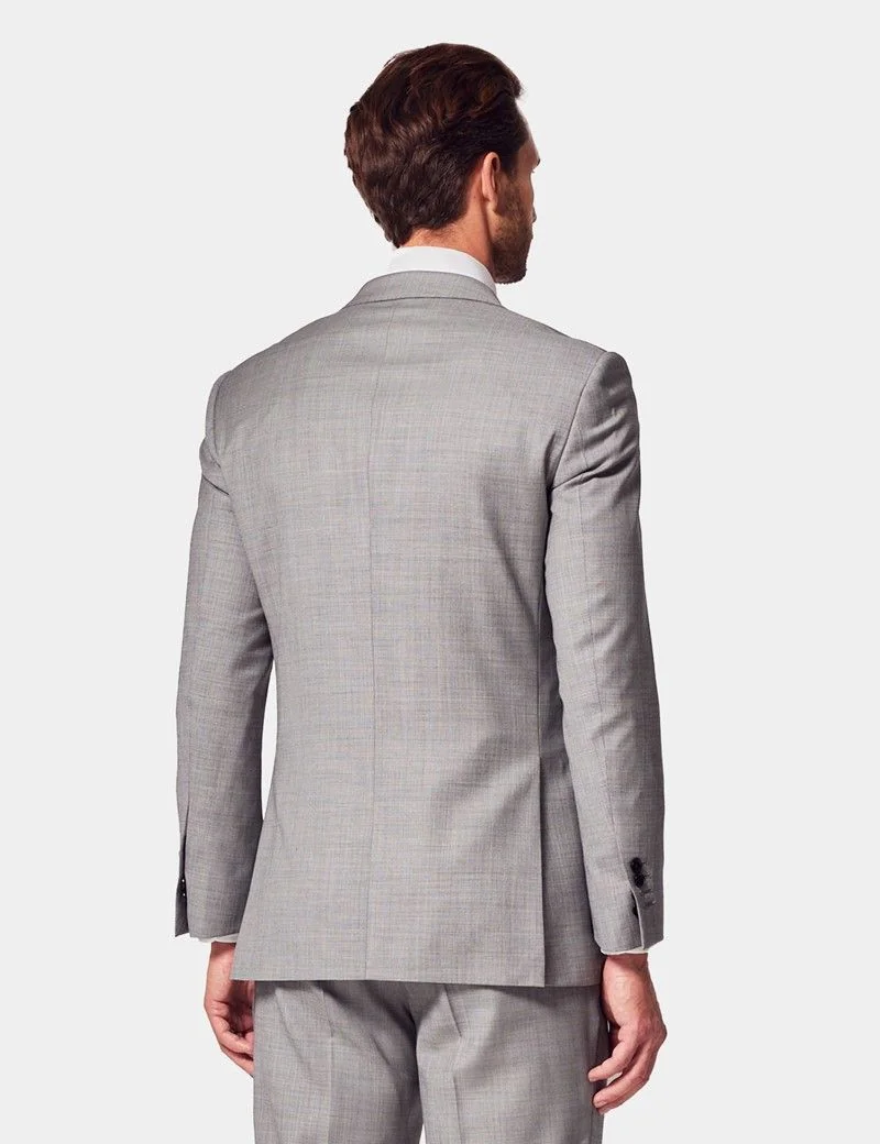 Slim Fit Light Grey Twill Suit Jacket thumbnail 6