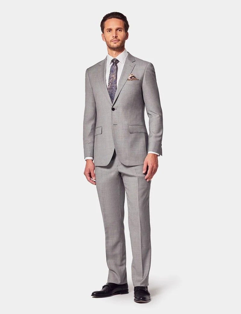 Slim Fit Light Grey Twill Suit Jacket thumbnail 9